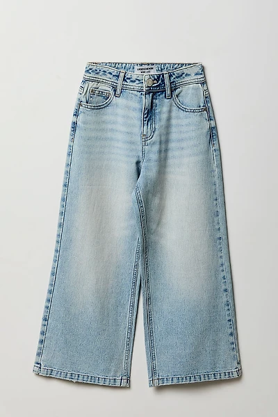 Girls High Rise Wide Leg Light Jean