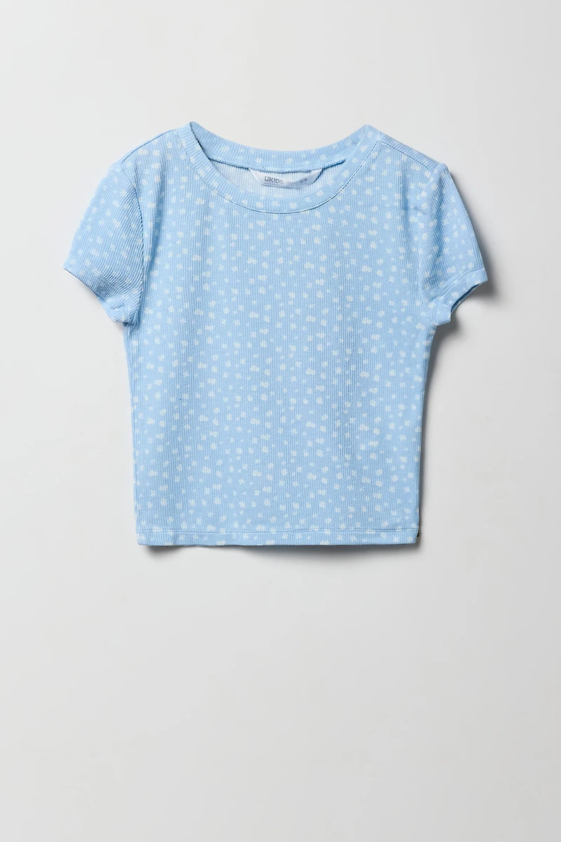 T-shirt ultracourt côtelé pour fille
