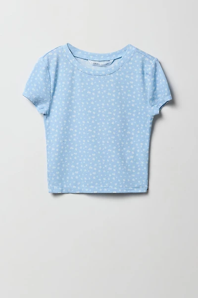 T-shirt ultracourt côtelé pour fille