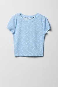 T-shirt ultracourt côtelé pour fille
