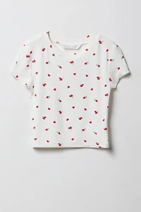 T-shirt ultracourt côtelé pour fille