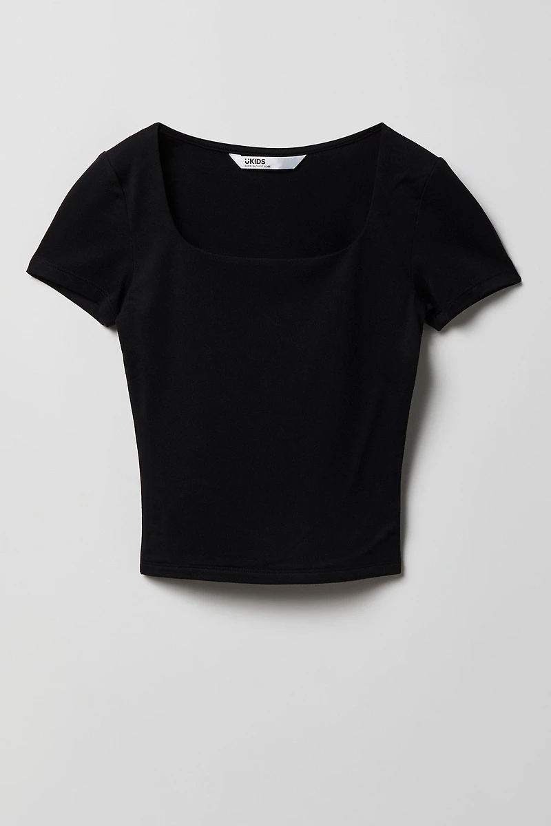 Girls Luxe Heavy Contour Square Neck T-Shirt