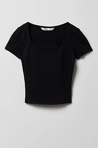 Girls Luxe Heavy Contour Square Neck T-Shirt