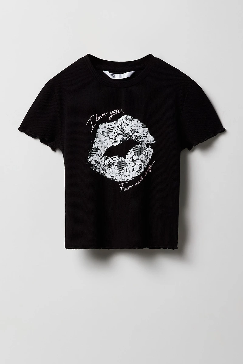Girls Graphic Ribbed Baby T-Shirt