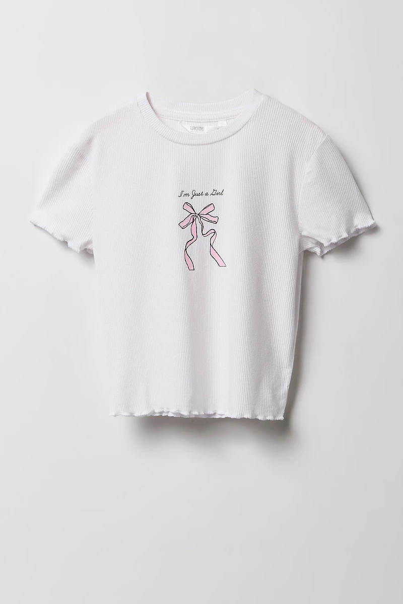 Petit t-shirt côtelé à imprimé pour filles