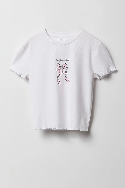 Petit t-shirt côtelé à imprimé pour filles