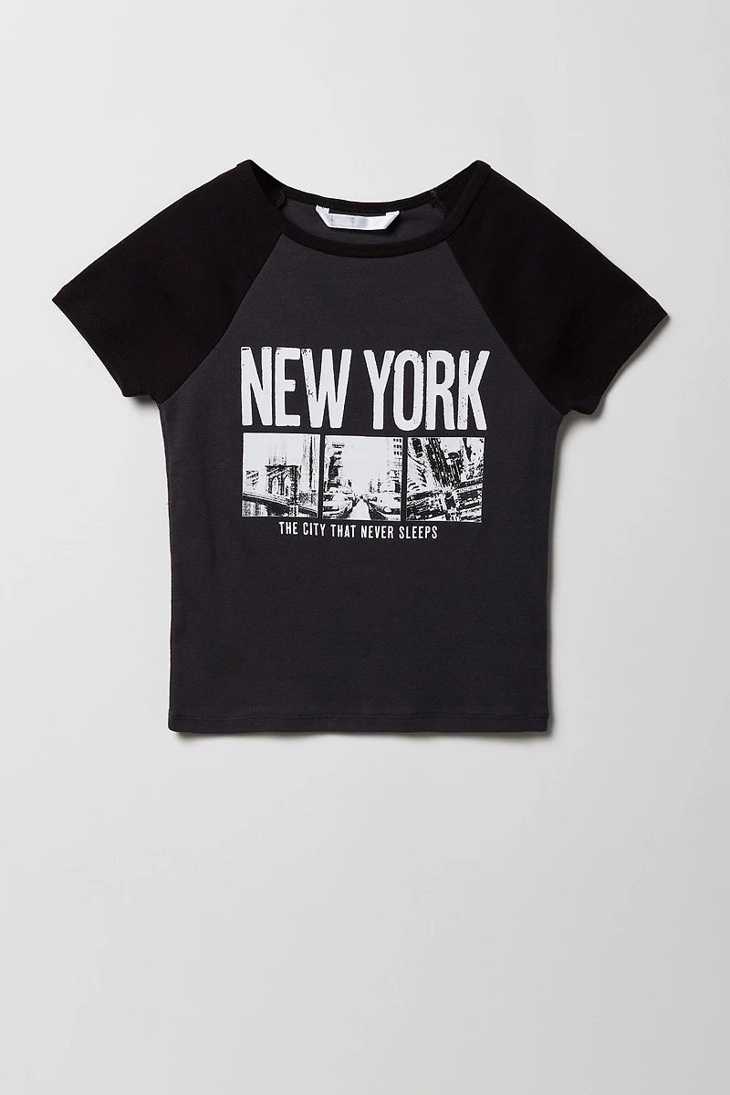 T-shirt raglan imprimé pour fille