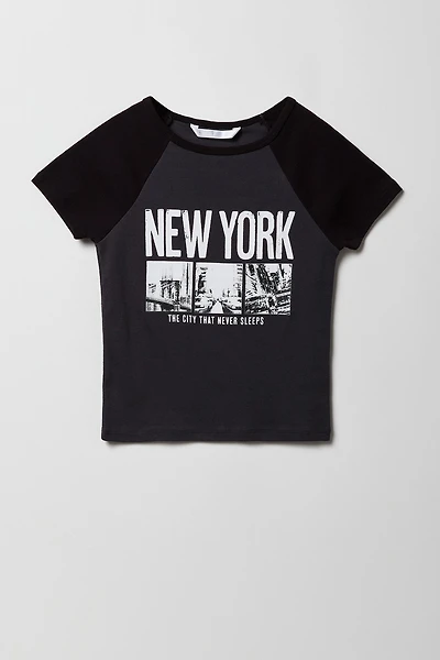 T-shirt raglan imprimé pour fille