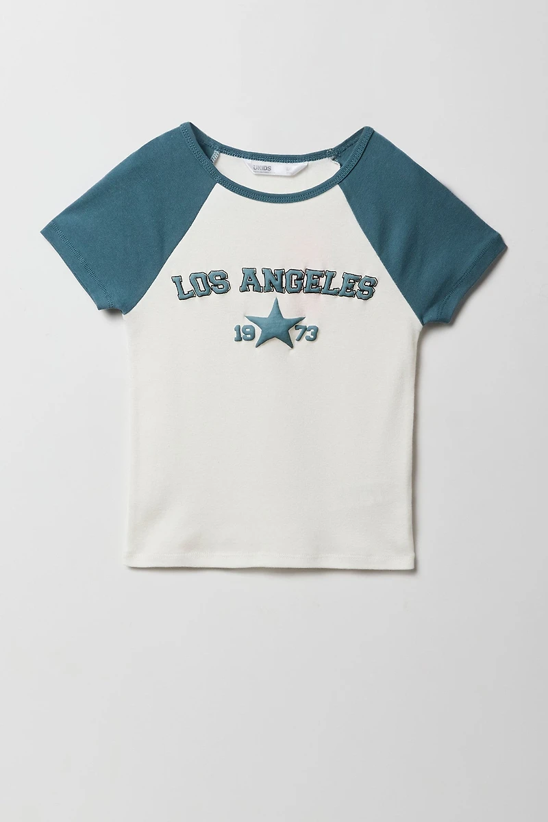 Girls Puff Print Raglan T-Shirt