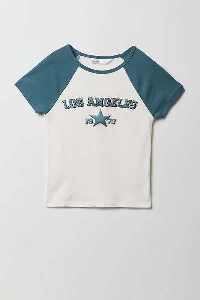 Girls Puff Print Raglan T-Shirt