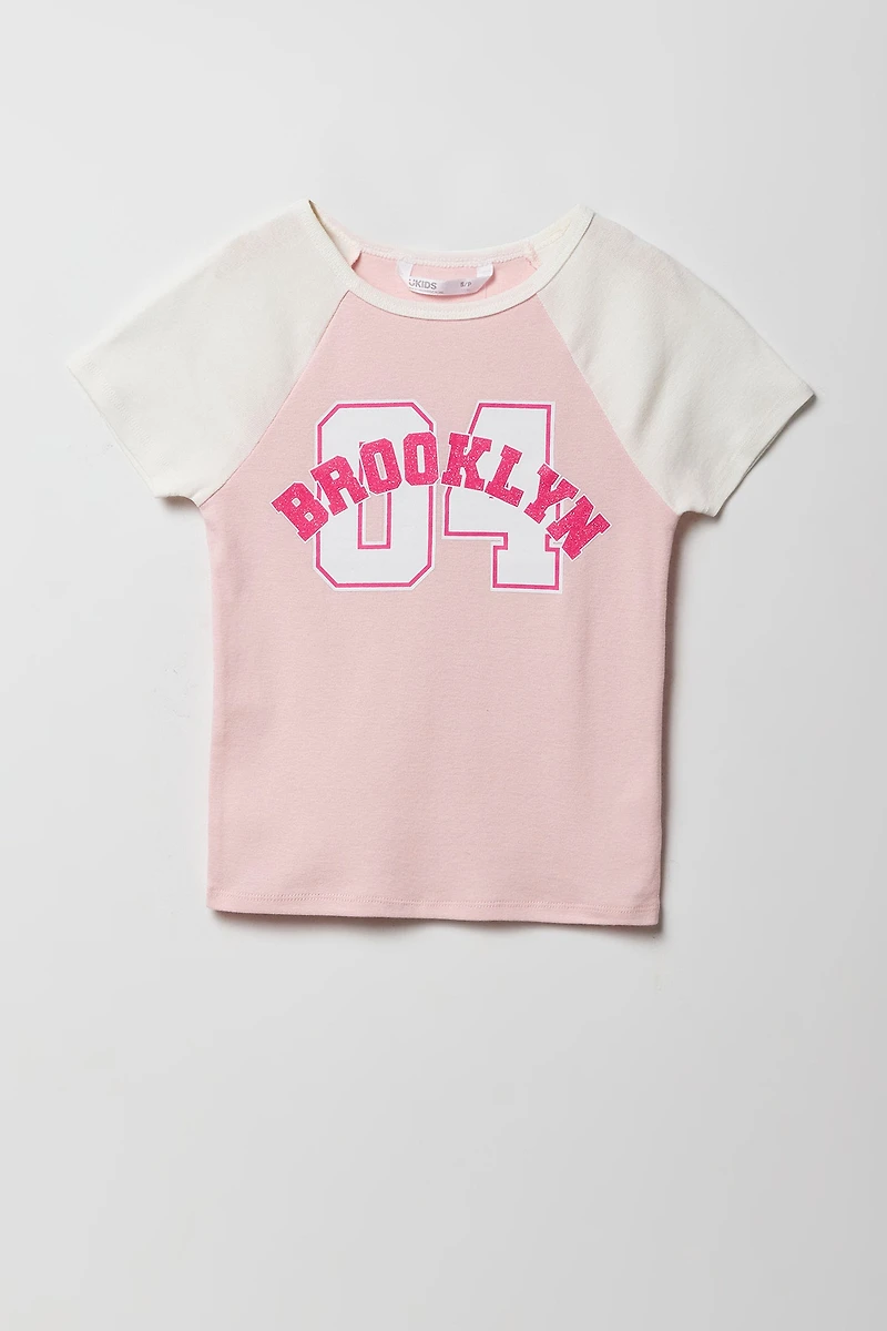 T-shirt raglan imprimé pour fille