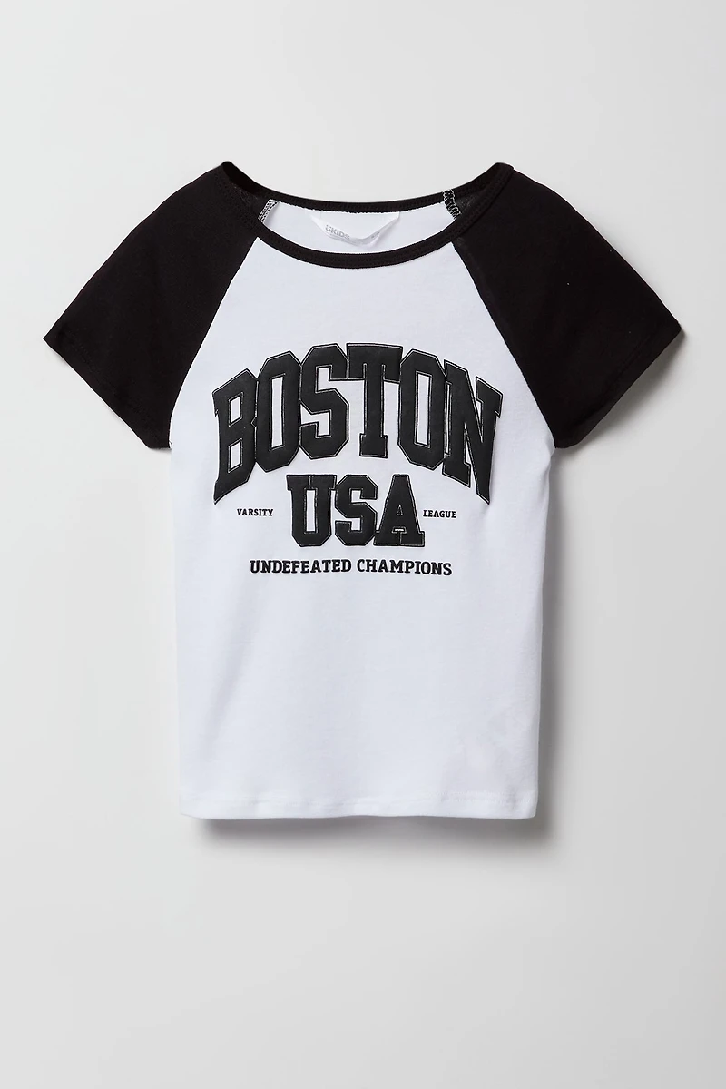 T-shirt raglan imprimé pour fille
