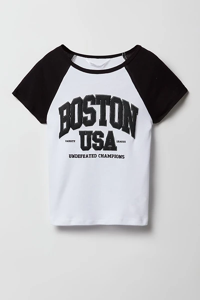 T-shirt raglan imprimé pour fille