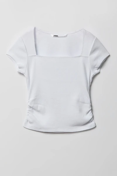 T-shirt côtelé à encolure carrée pour fille