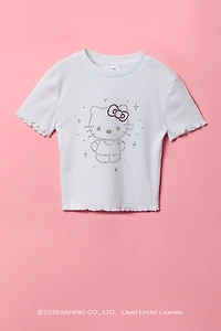 Hello Kitty® Girls Rhinestone Ribbed T-Shirt