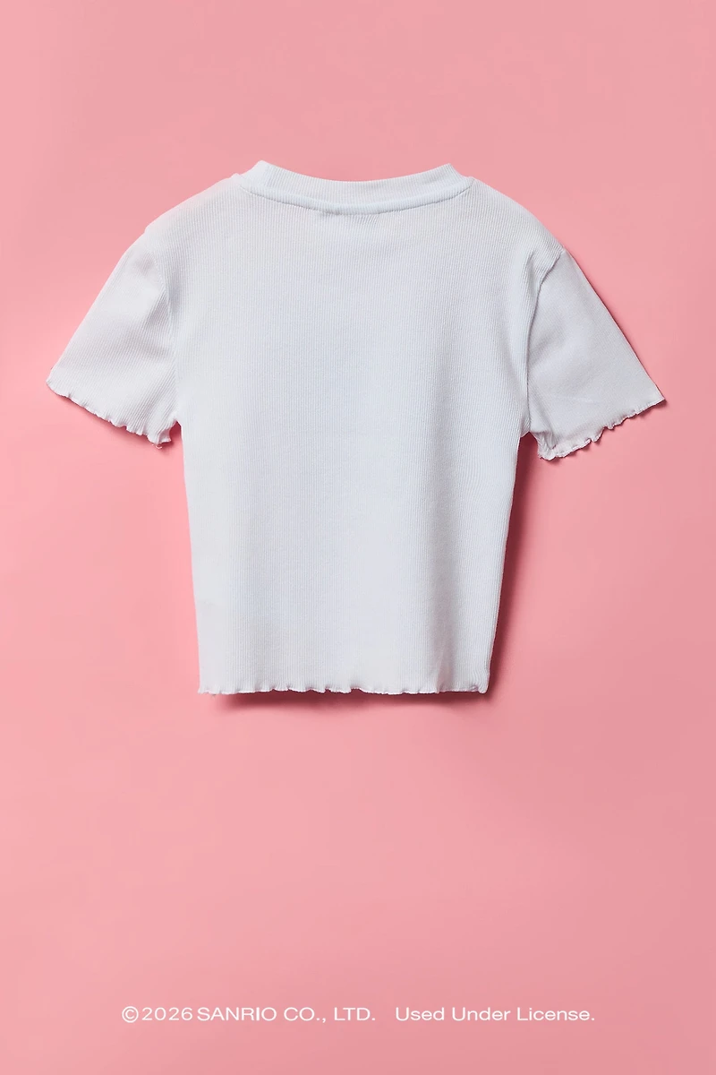 Hello Kitty® Girls Rhinestone Ribbed T-Shirt