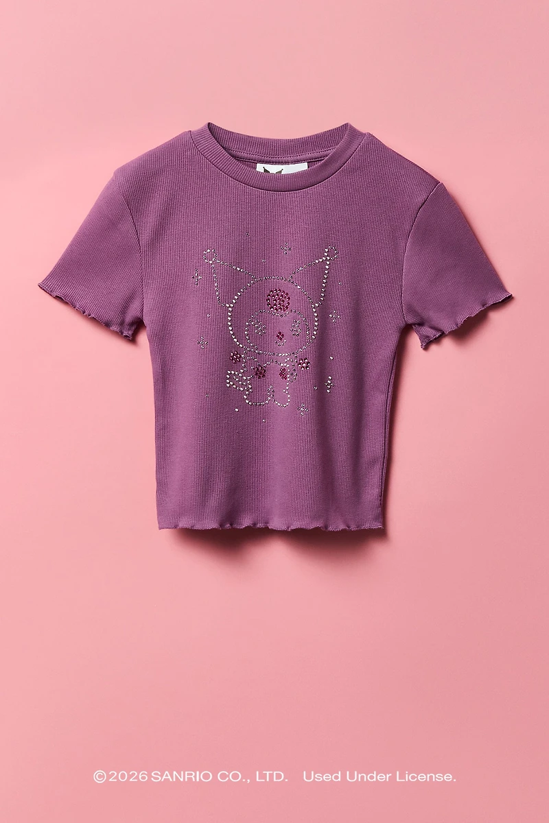 Kuromi™ Girls Rhinestone Ribbed T-Shirt