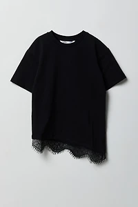 Girls Luxe Heavy Cotton Lace T-Shirt