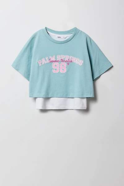 Girls Embroidered T-Shirt & Tank 2 Piece Set