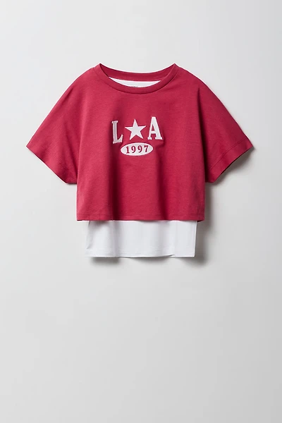 Girls Embroidered T-Shirt & Tank 2 Piece Set