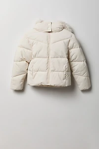 Blouson bouffant avec liséré de fourrure pour fille