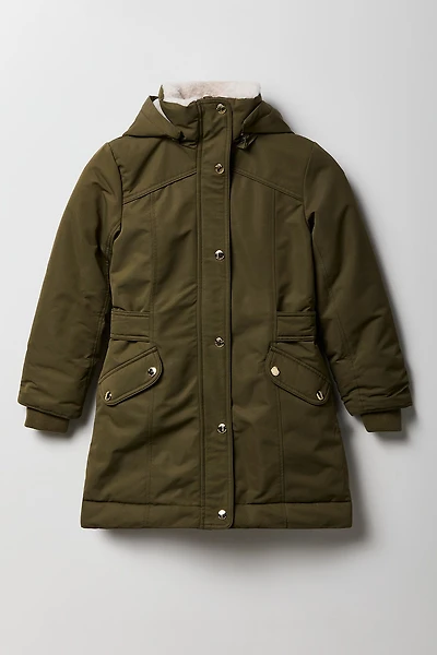 Girls Faux Fur Lined Parka