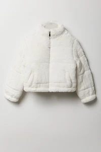 Girls Faux Fur Puffer Jacket