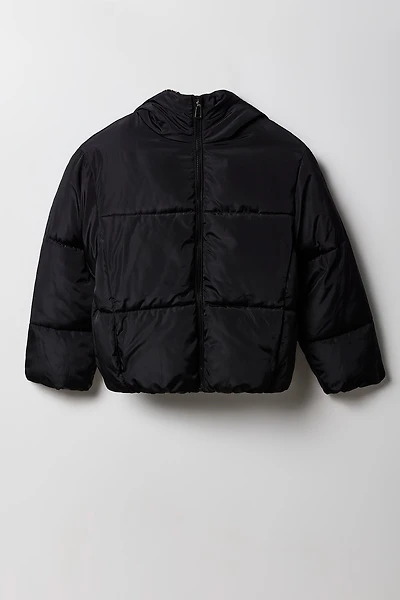 Girls Faux Fur Lined Puffer Jacket