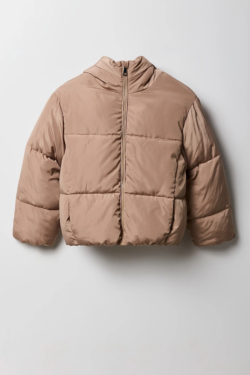 Blouson matelassé doublé de similifourrure pour filles