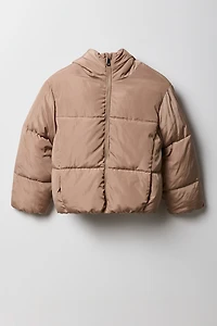 Blouson matelassé doublé de similifourrure pour filles