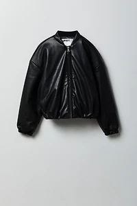 Faux Leather Bomber Jacket