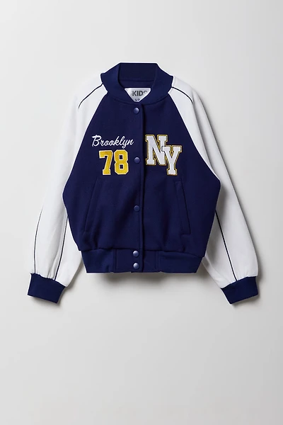 Girls City Twill Embroidered Bomber Jacket