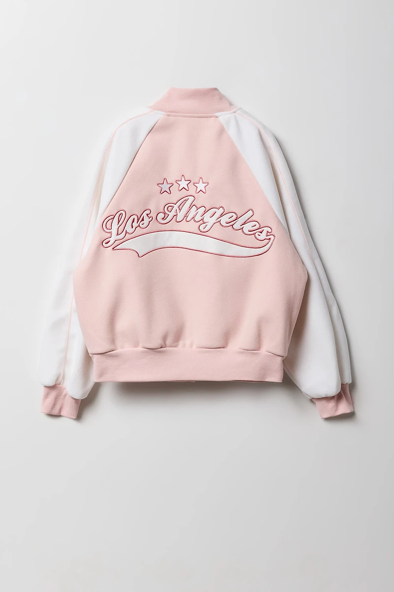 Girls City Twill Embroidered Bomber Jacket