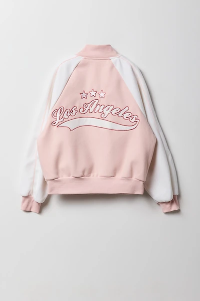 Girls City Twill Embroidered Bomber Jacket