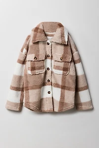 Surchemise en sherpa à carreaux pour filles