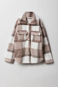 Surchemise en sherpa à carreaux pour filles