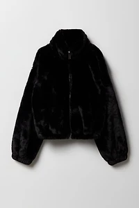 Blouson en similifourrure avec fermeture à glissière pour fille