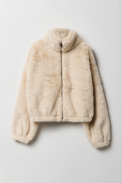 Blouson en similifourrure avec fermeture à glissière pour fille