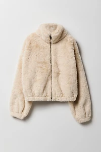 Blouson en similifourrure avec fermeture à glissière pour fille