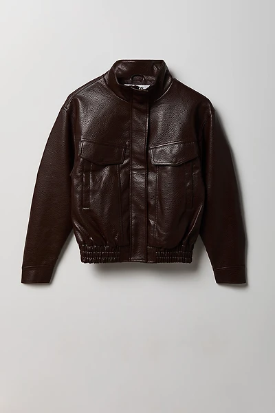 Blouson aviateur en similicuir pour fille