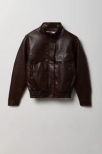 Blouson aviateur en similicuir pour fille