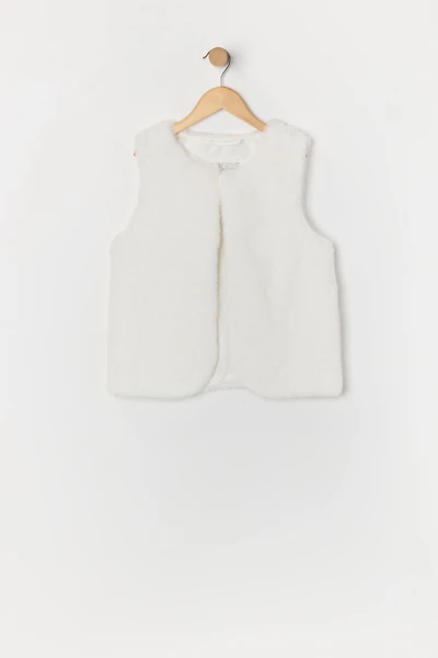 Veste boutonnée en similifourrure pour fille