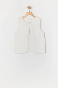 Girls Faux Fur Buttoned Vest
