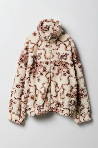 Girls Sherpa Zip-Up Bomber Jacket