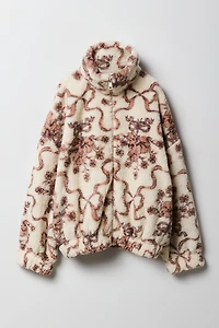 Girls Sherpa Zip-Up Bomber Jacket
