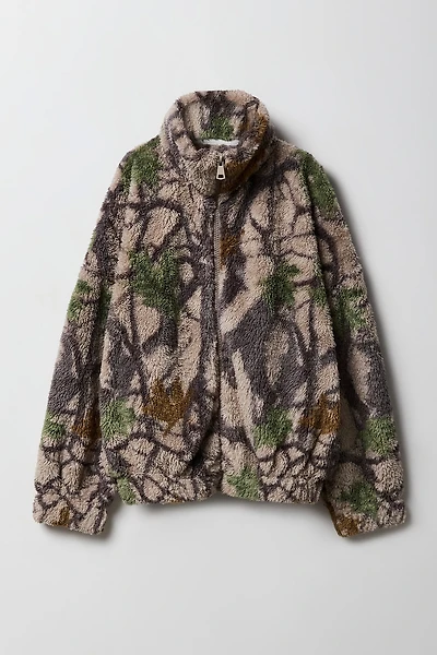 Blouson d'aviateur en sherpa avec glissière pour filles