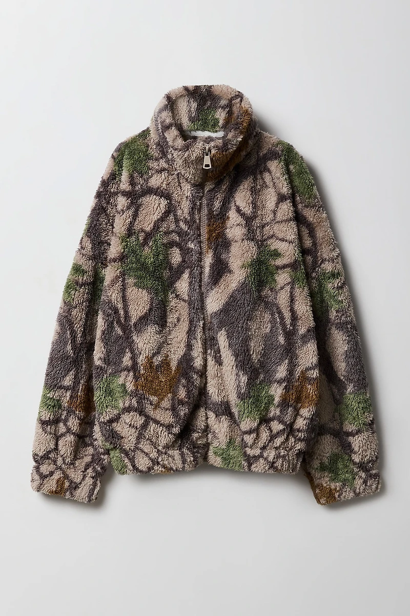 Girls Sherpa Zip-Up Bomber Jacket