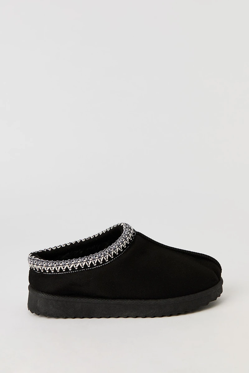 Girls Faux Suede Embroidered Slipper Booties