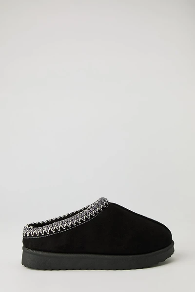 Faux Suede Embroidered Slipper Booties