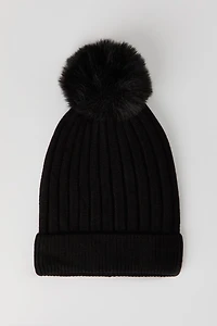 Ribbed Knit Pom Beanie